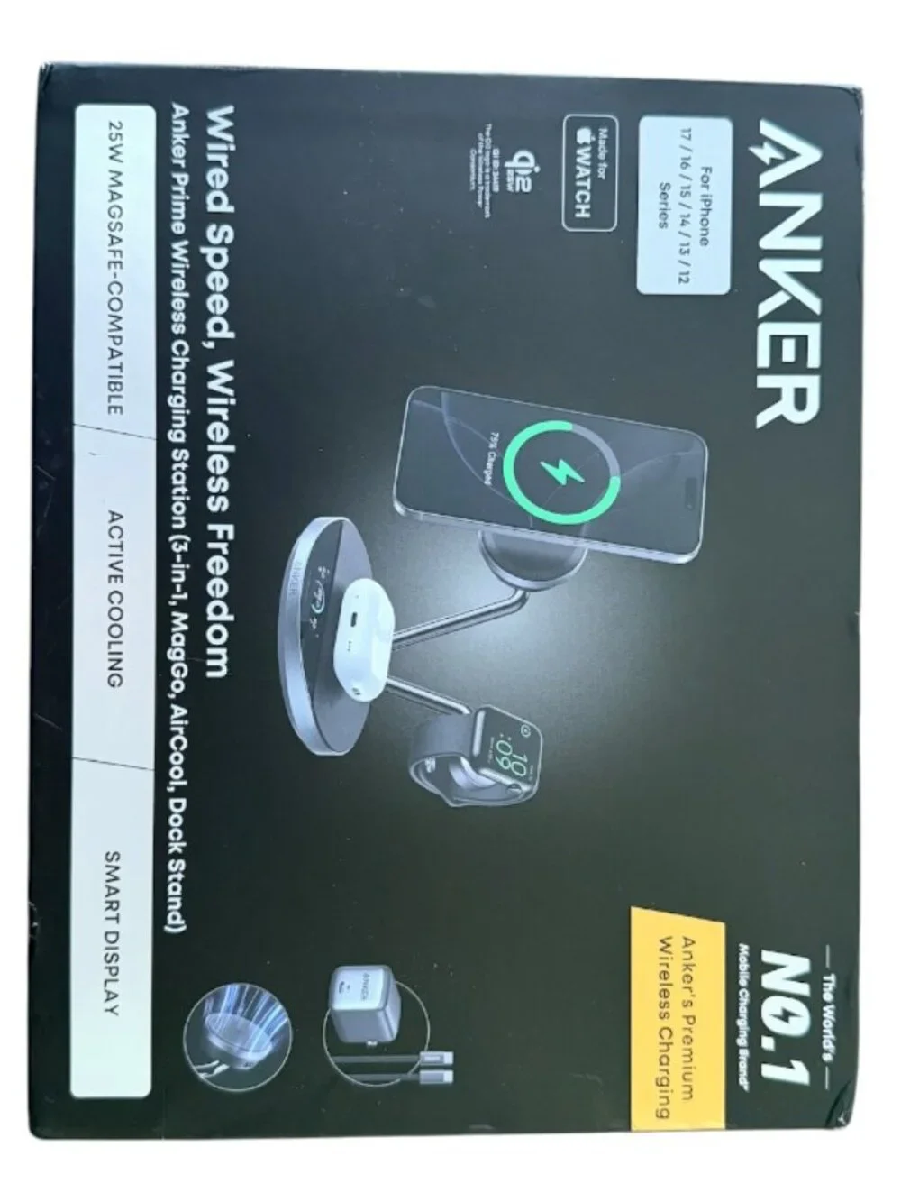 NEW Anker Prime 3-in-1 Wireless Charging Station MagGo AirCool Apple Watch